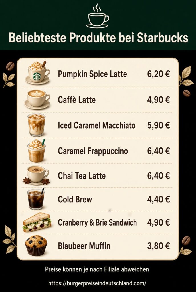 Die beliebtesten Getränke und Produkte bei Starbucks Deutschland